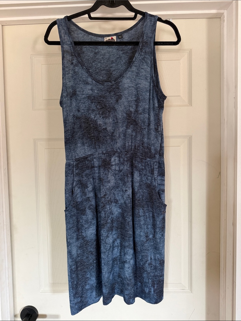 KAVU Blue Tie-Dye Somerton Midi Tank Outdoor Boho Dress with Pockets Size Medium
